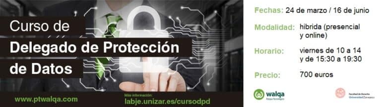 Lee más sobre el artículo ABIERTA HASTA EL 12 DE MARZO LA PREINSCRIPCIÓN PARA EL CURSO DE DELEGADO DE PROTECCIÓN DE DATOS